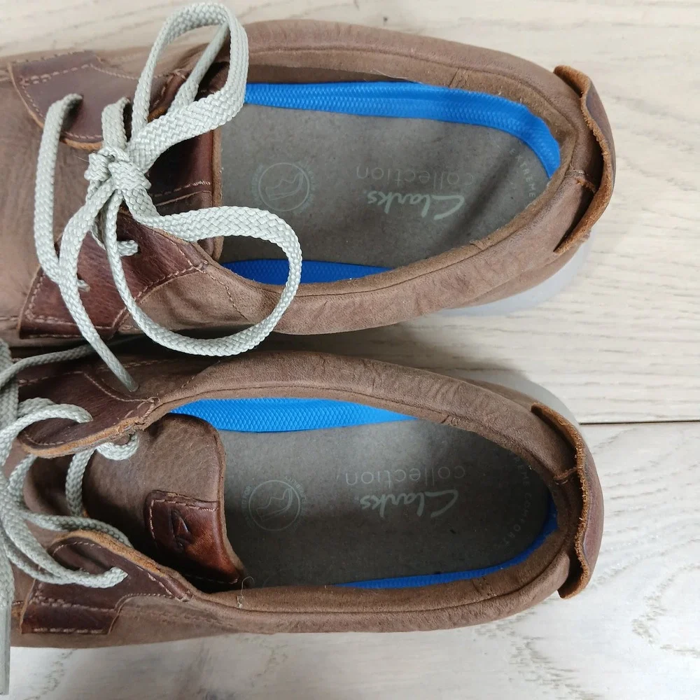Clarks Bradley Free Loafers Men's 10.5 Brown Leather Lace Up Comfort